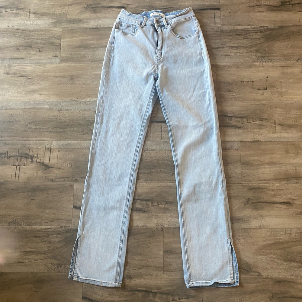 High Waisted Flare Cut Out Ankle Light Blue Fashion Denim Luxury Vintage Bootcut
